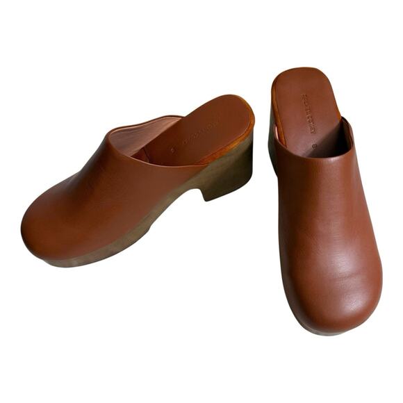 Rachel Comey Blaring Clog Size 8 (fits 7.5) Brown Nappa Leather Wood Mule - Picture 9 of 16